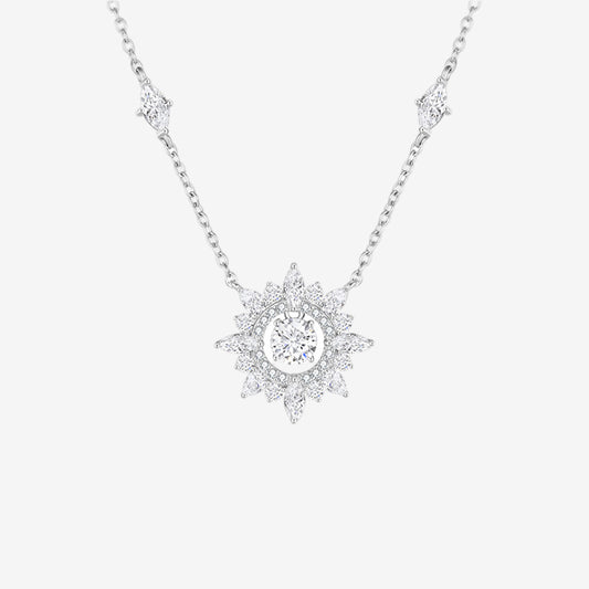 S925 Silver Zircon Shaped Snowflake Necklace