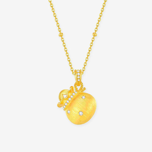 S925 Silver Zircon Lucky Money Bag Necklace