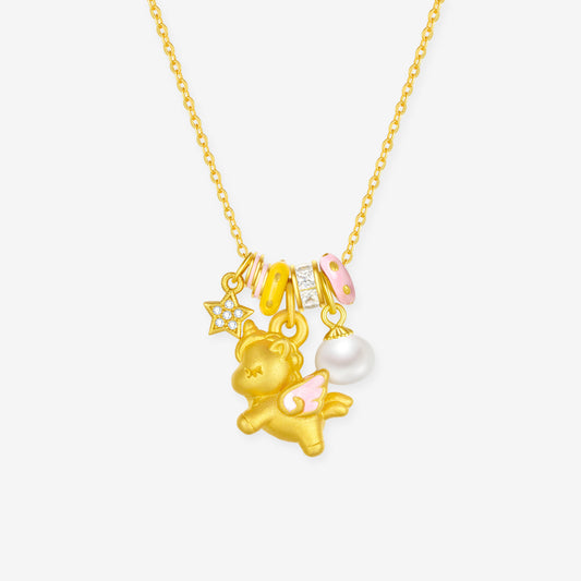 [Pre-sale] S925 Silver Zircon Pearl Lucky Unicorn Necklace