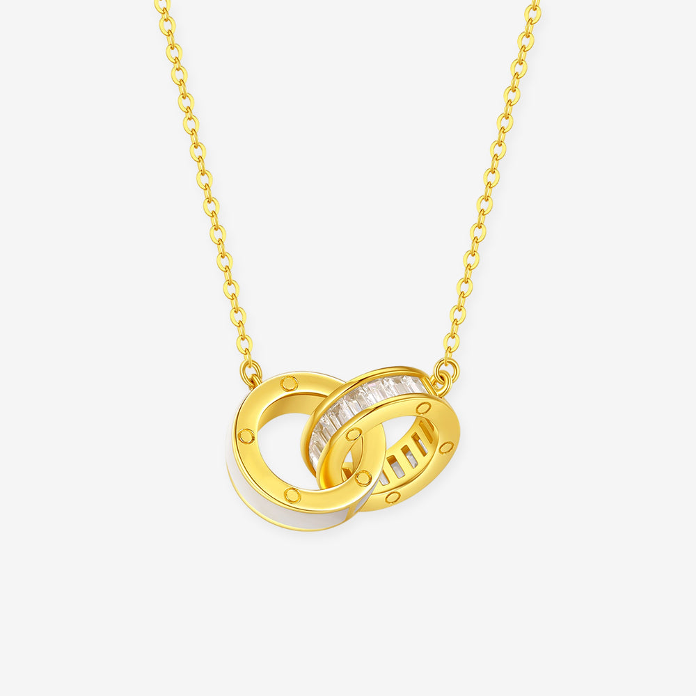 [Pre-sale] S925 Silver Zircon Shell Interlocking Circles Necklace