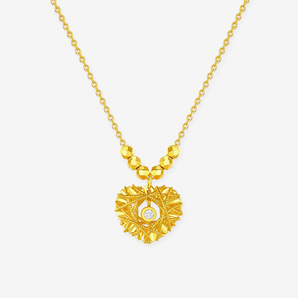S925 Silver Hollow Brushed Heart Necklace