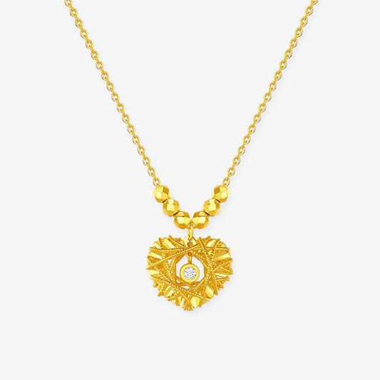 S925 Silver Hollow Brushed Heart Necklace