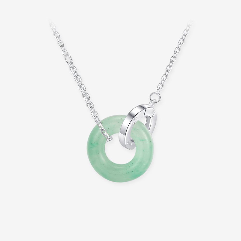 [Pre-sale] Silver Jade Double Circles Interlocking Necklace