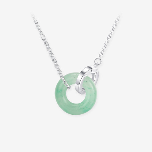 [Pre-sale] Silver Jade Double Circles Interlocking Necklace