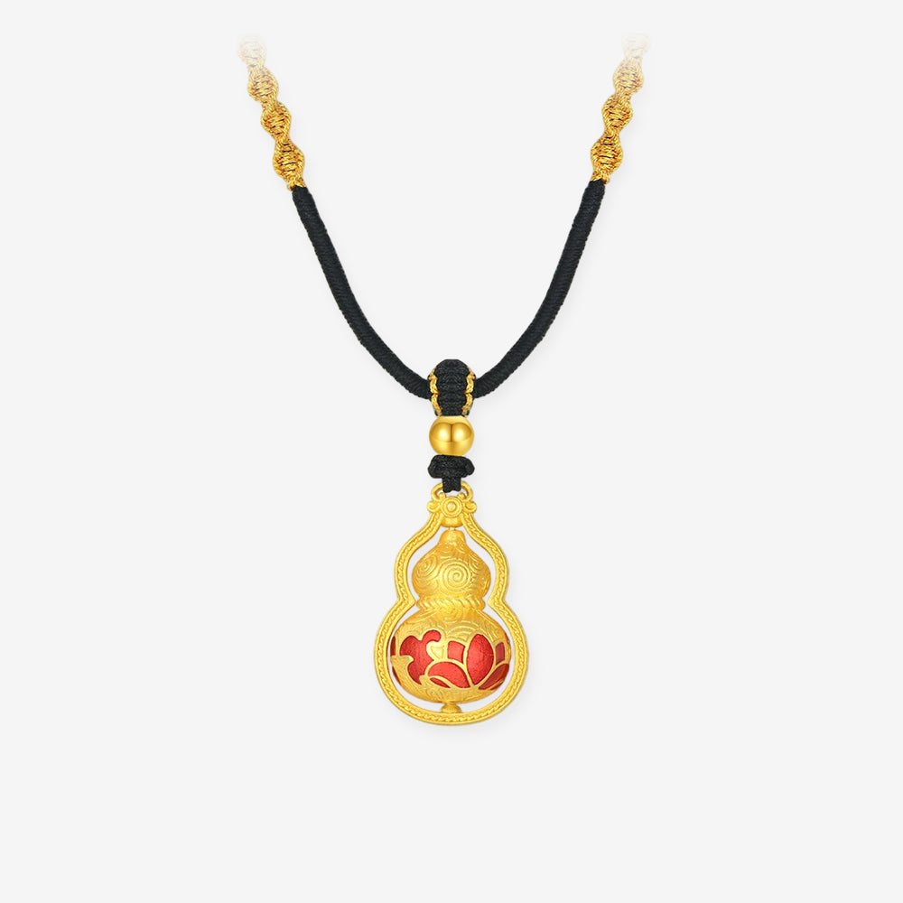 Silver Cloud Pattern Lotus Calabash Gourd Necklace