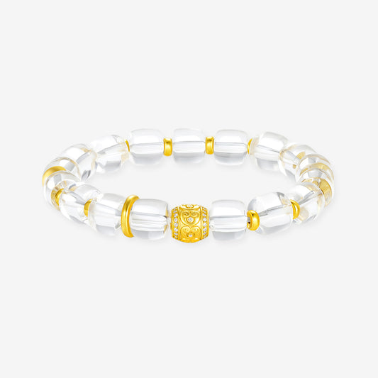 S925 Silver Silence of Mind White Crystal Beaded Bracelet