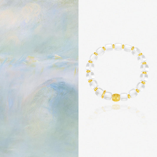S925 Silver Silence of Mind Natural Clear Crystal Beaded Bracelet