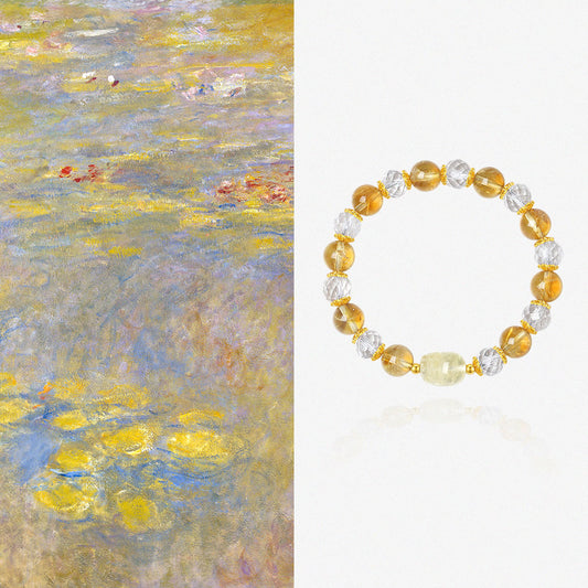 S925 Silver Natural Yellow Citrine Clear Crystal Pixiu Beaded Bracelet