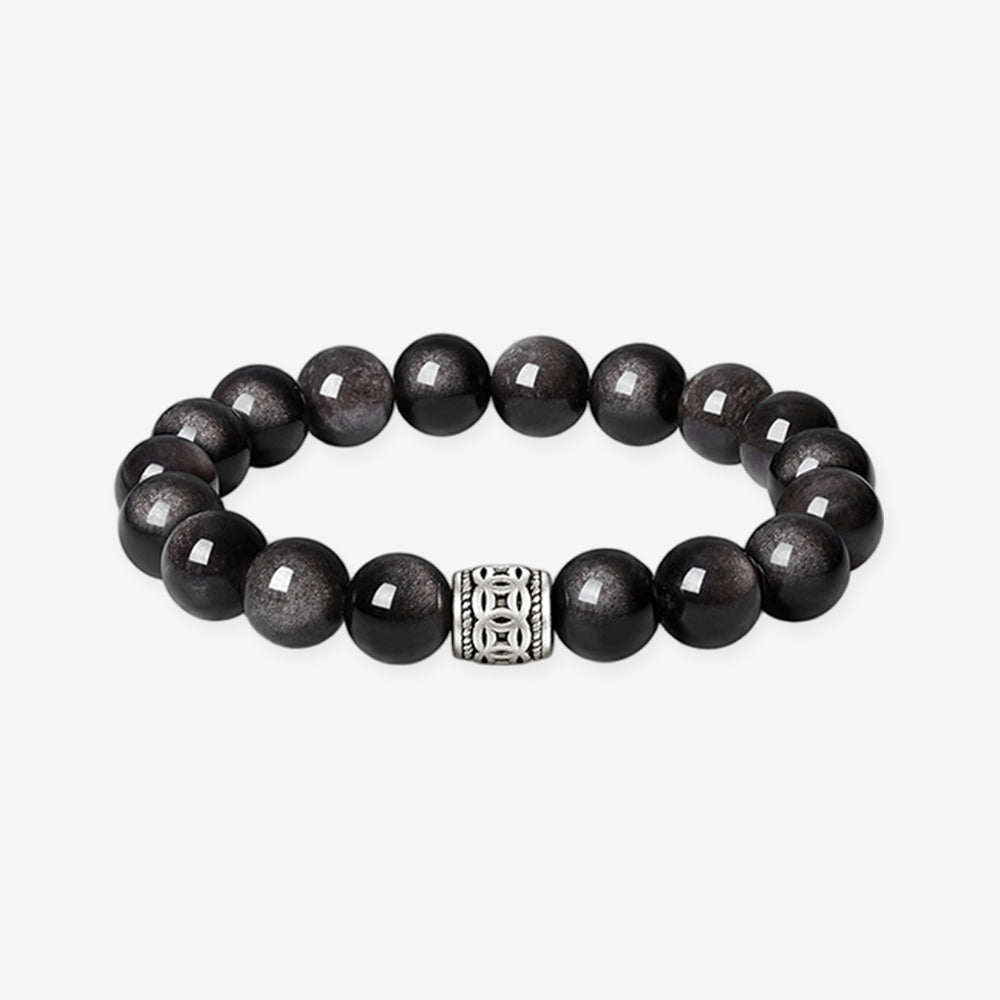 [Pre-sale] S925 Silver Obsidian Blessing Charm Beaded Bracelet