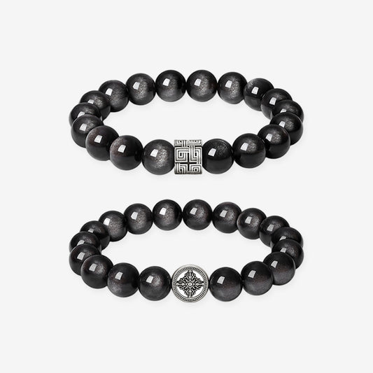 [Pre-sale] S925 Silver Obsidian Blessing Charm Beaded Bracelet