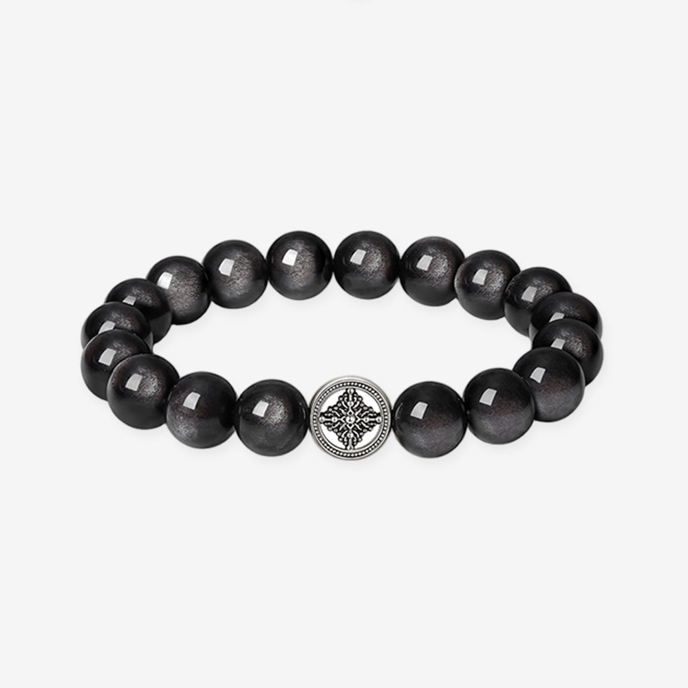 [Pre-sale] S925 Silver Obsidian Blessing Charm Beaded Bracelet