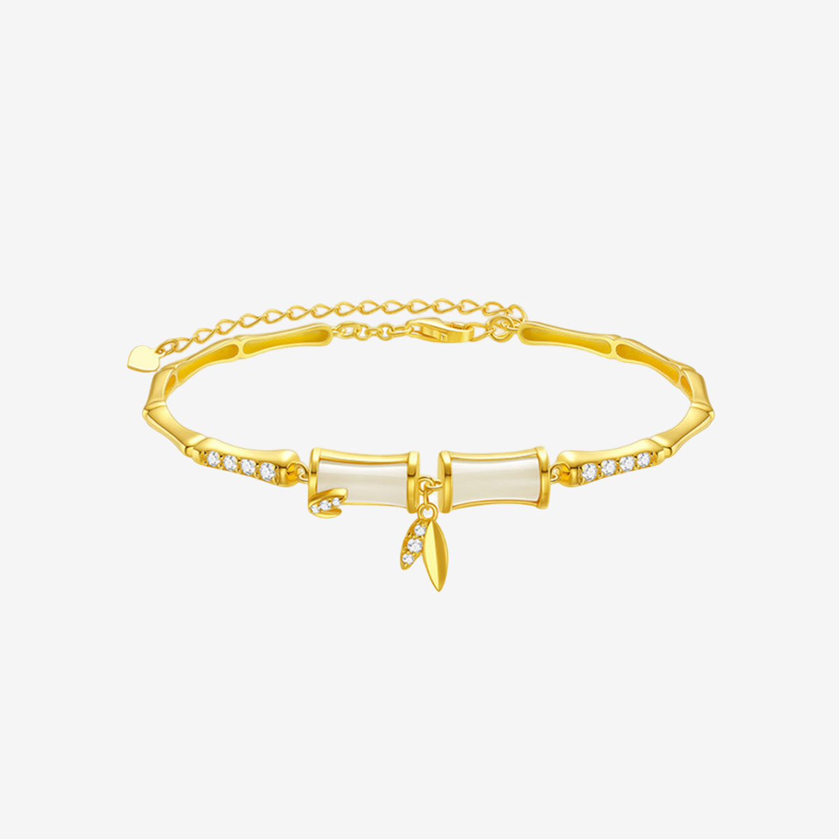 Silver Hetian Jade Lucky Bamboo Bracelet