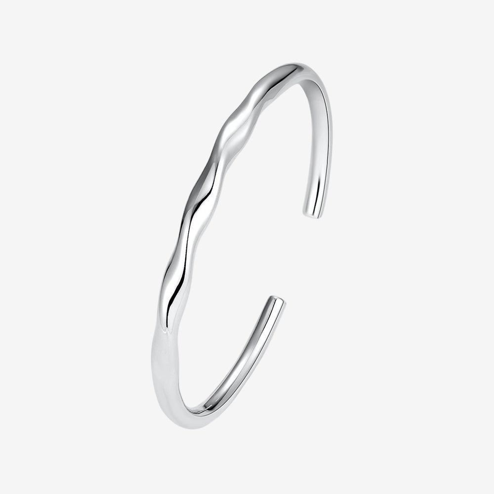 S990 Silver Wave Open Bangle