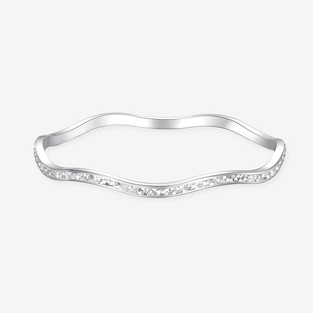 S990 Silver Wave Crushed Ice Bangle