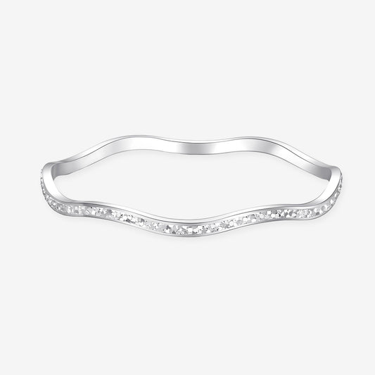 S990 Silver Wave Crushed Ice Bangle