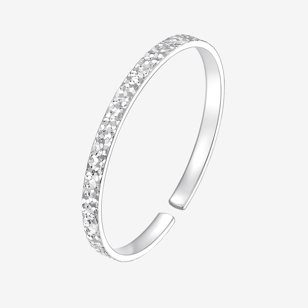 S990 Silver Crushed Ice Pattern Open Bangle & S925 Ring