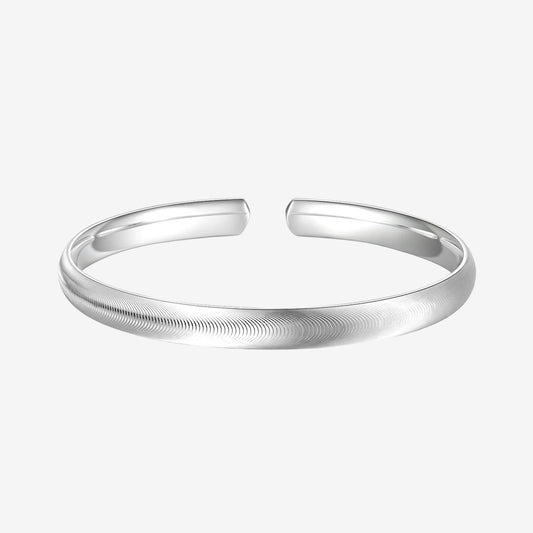 S990 Silver Wave Brushed Open Bangle