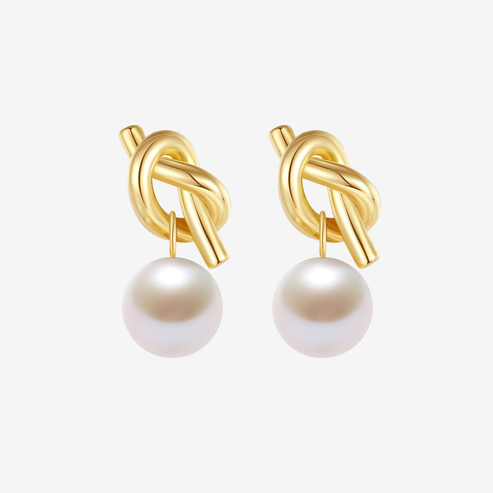 S925 Silver Pearl Knot Earrings