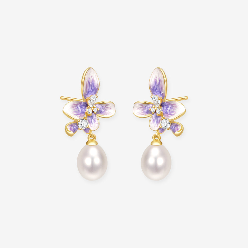S925 Silver Pearl Wisteria Flower Shining Jewelry set