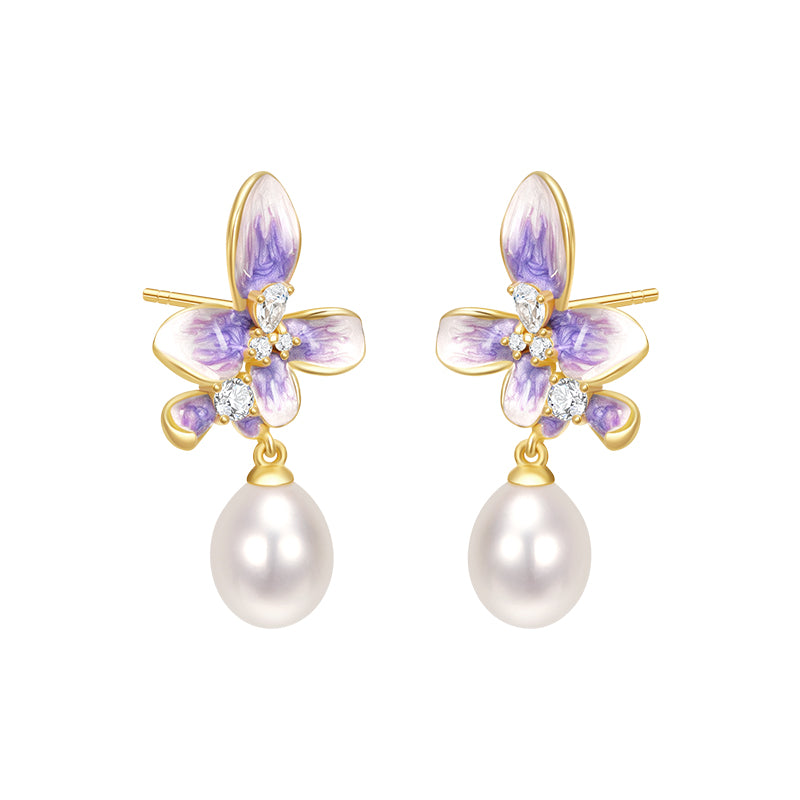 S925 Silver Pearl Wisteria Flower Shining Jewelry set