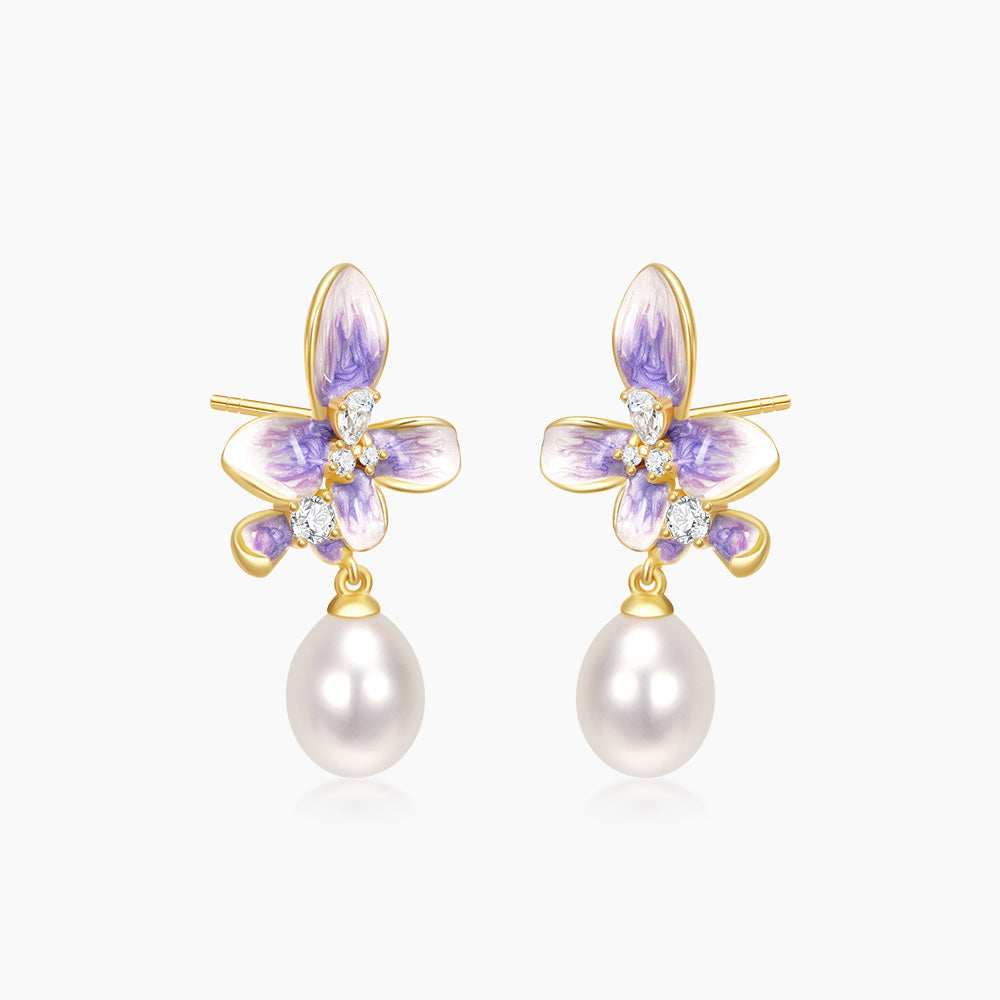 S925 Silver Pearl Wisteria Flower Shining Jewelry set