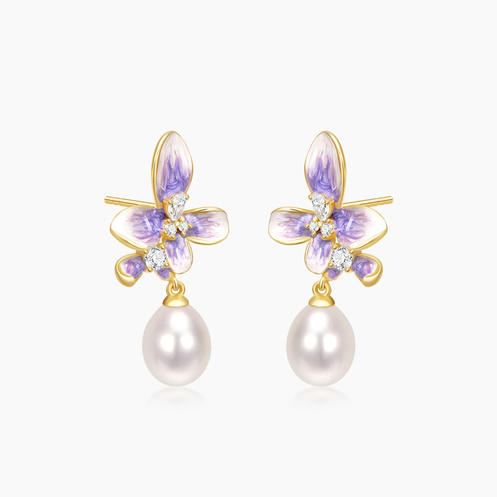 [Pre-sale] S925 Silver Pearl Wisteria Flower Shining Jewelry set