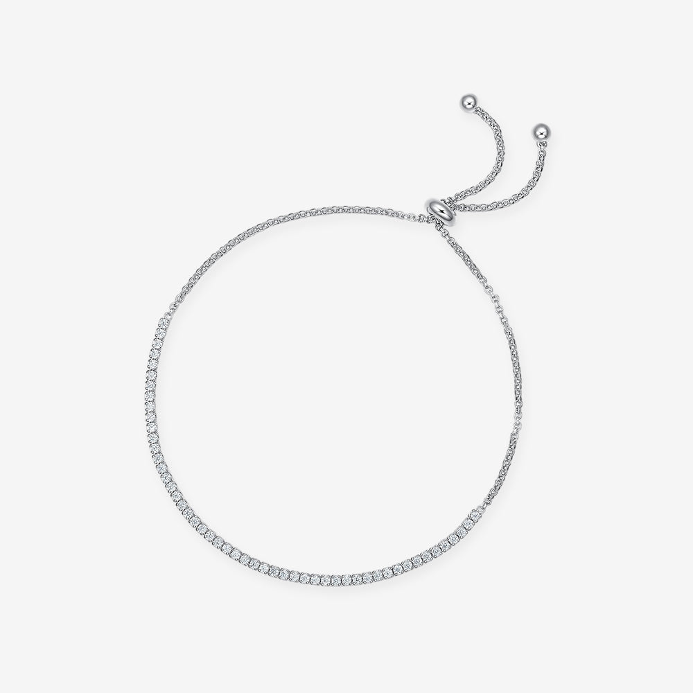 S925 Silver Zircon Tennis Bolo Bracelet