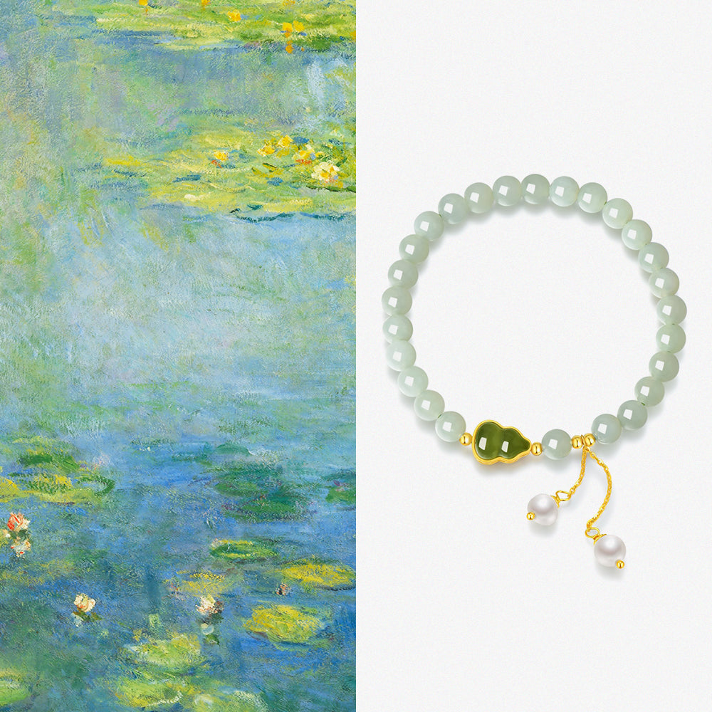 S925 Silver Hetian Jade Calabash Gourd Beaded Bracelet