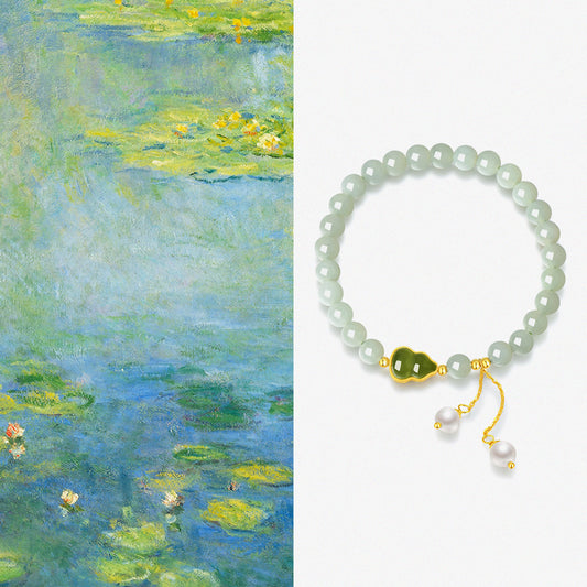 S925 Silver Hetian Jade Calabash Gourd Beaded Bracelet