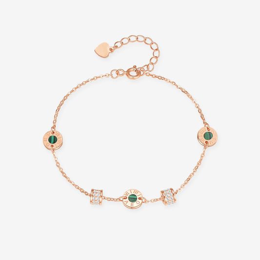Gold Plated Silver Malachite Onyx Dopamine Small Waist Bracelet
