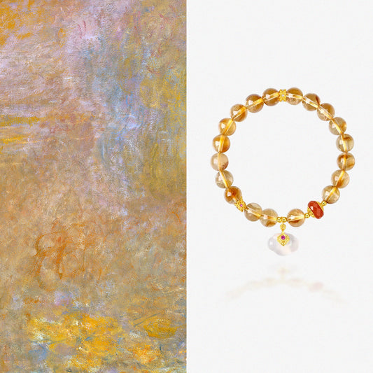 S925 Silver Auspicious Cloud Citrine Beaded Bracelet