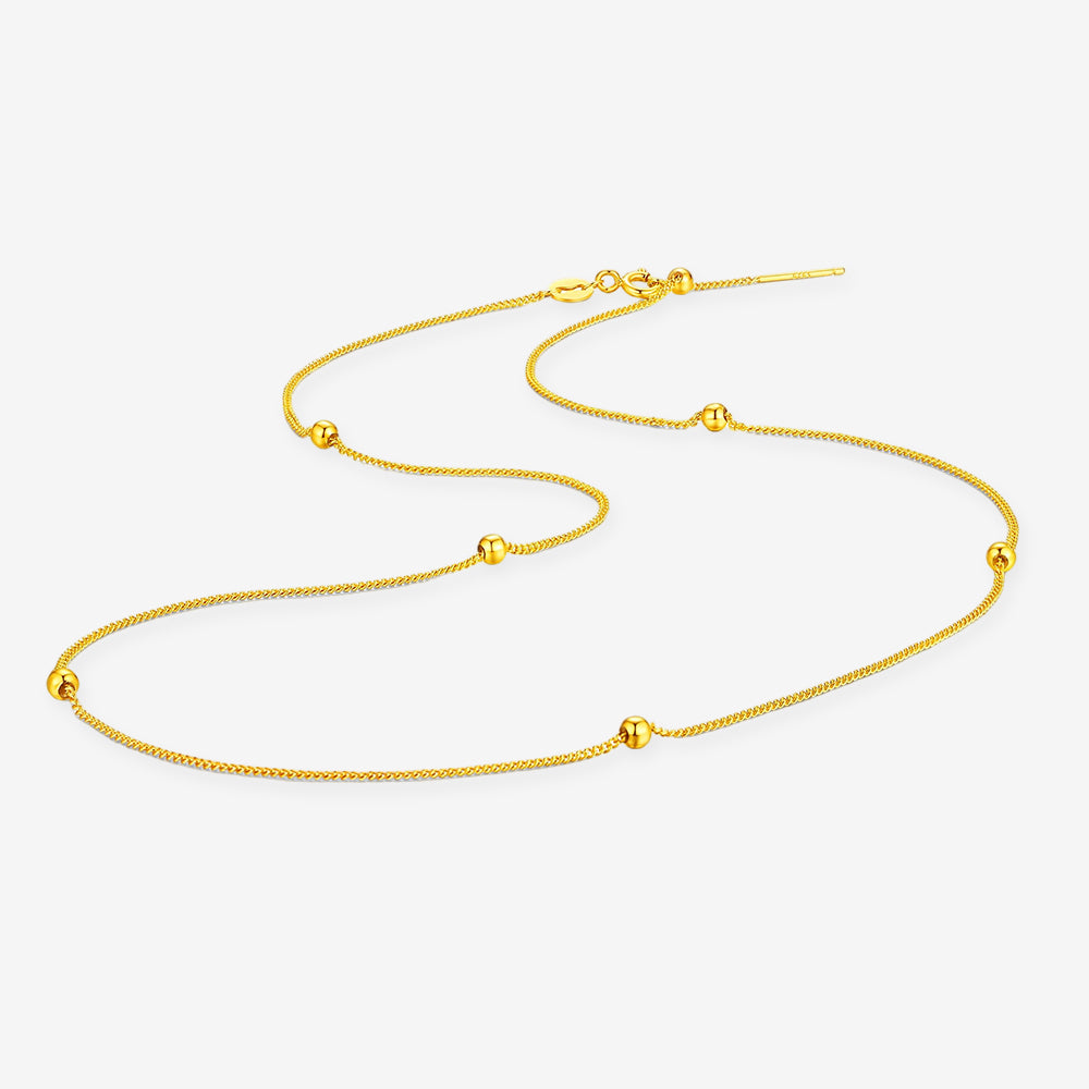 S925 Silver Bead Stopper Basic Chain Necklace for Pendant