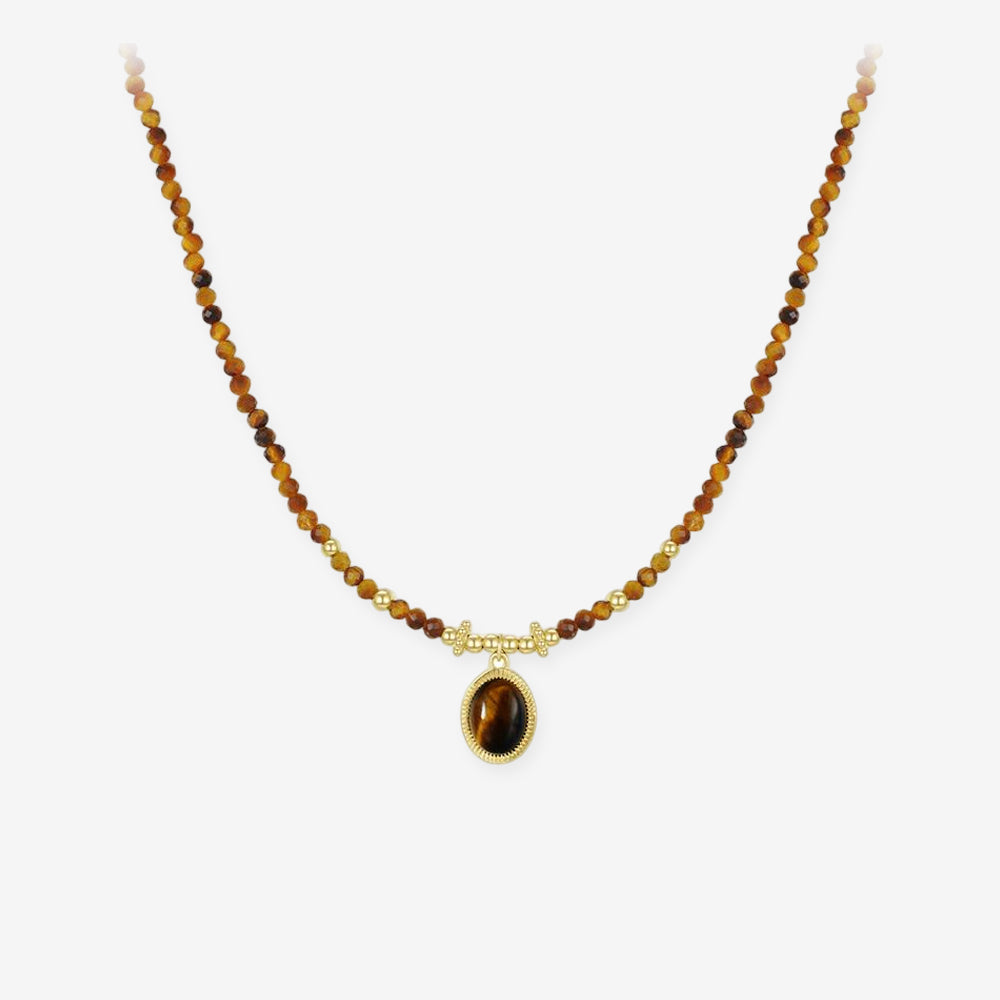 [Pre-sale] Silver Tiger Eye Stone Sicily Holiday Vintage Necklace