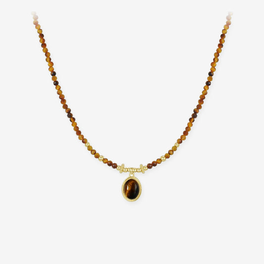 [Pre-sale] Silver Tiger Eye Stone Sicily Holiday Vintage Necklace