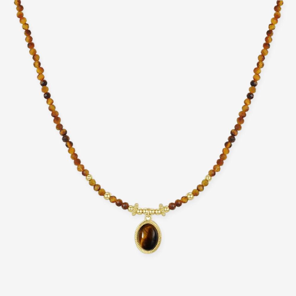 [Pre-sale] S925 Silver Tiger Eye Stone Sicily Holiday Vintage Necklace