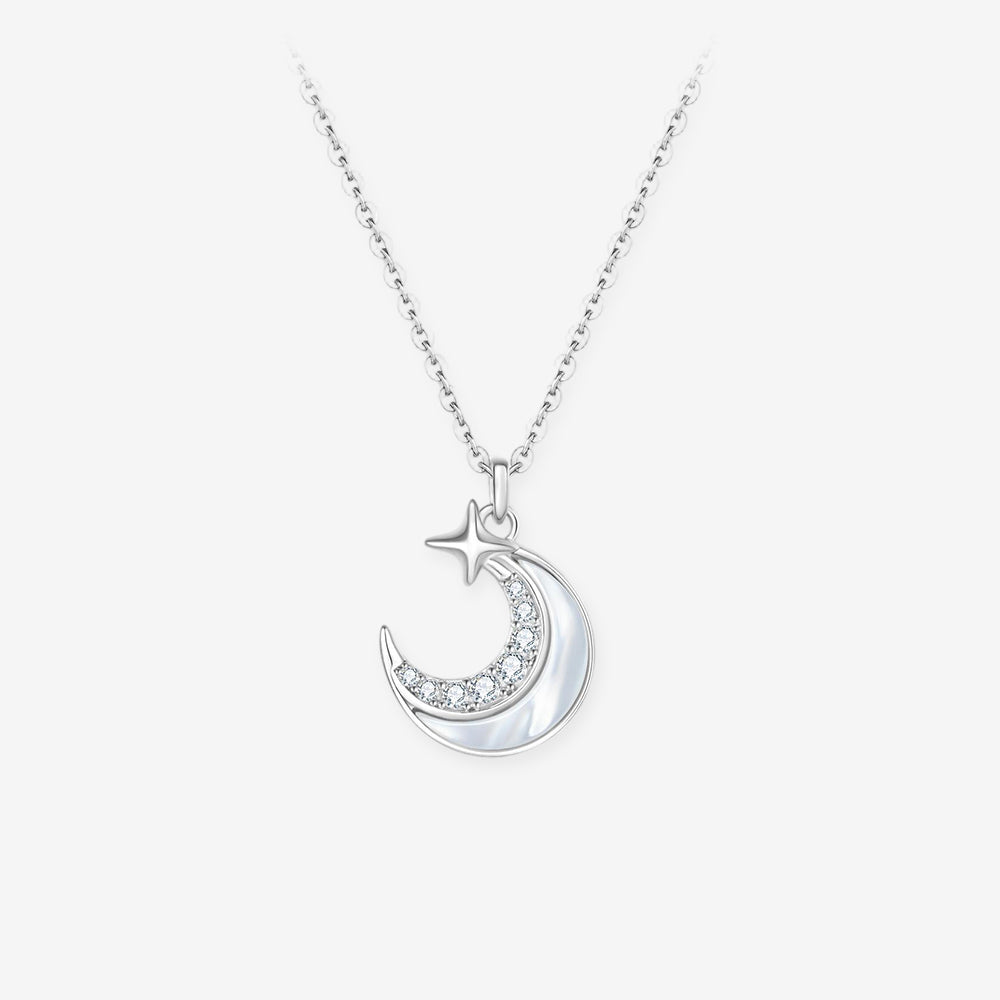Silver Shell Star Moon Necklace