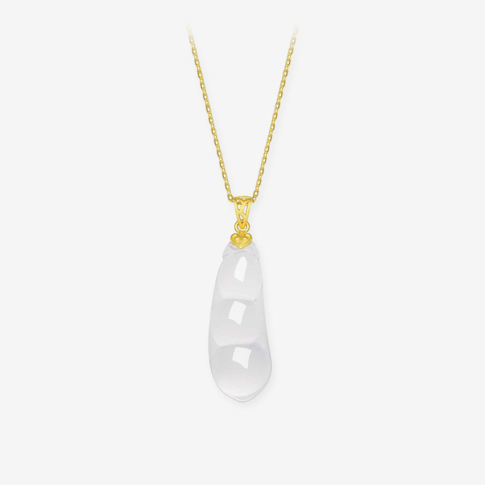 Silver Chalcedony Fortune Bean Necklace