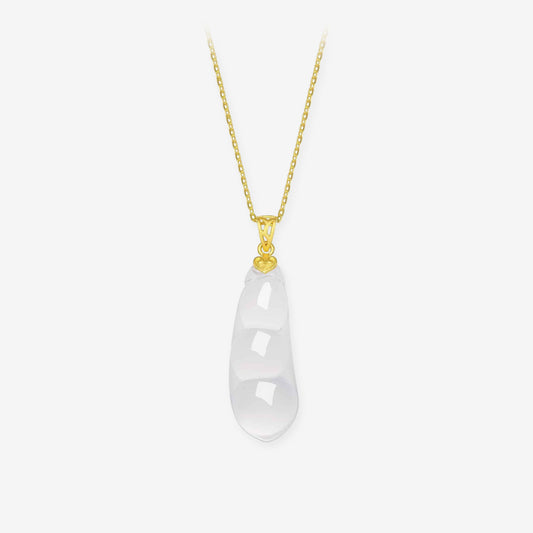 Silver Chalcedony Fortune Bean Necklace