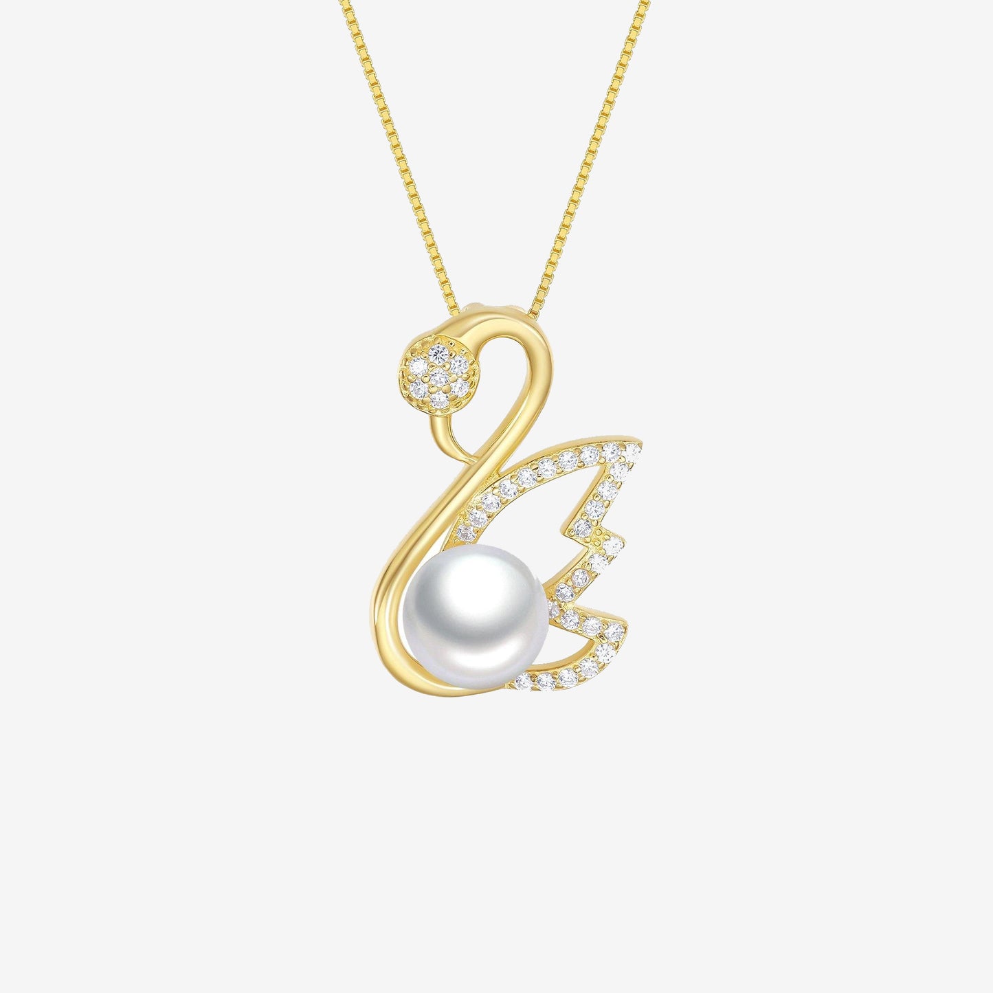 S925 Silver Pearl Zircon Golden Swan Necklace