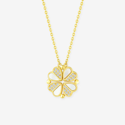 S925 Silver Shell Transformable Four-leaf Clover Necklace