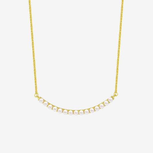 S925 Silver Pearl Smile Bar Necklace