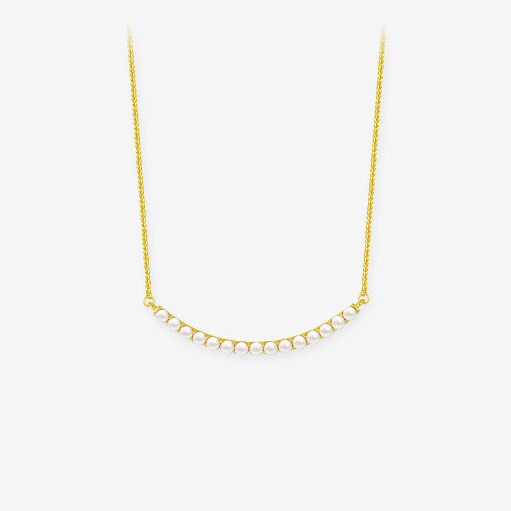 Silver Pearl Smile Bar Necklace