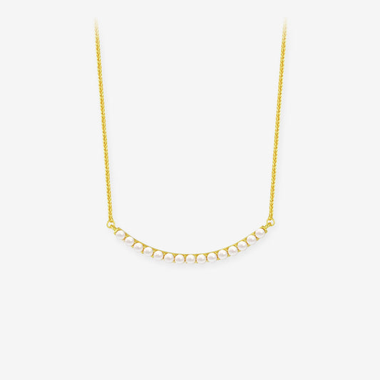 Silver Pearl Smile Bar Necklace