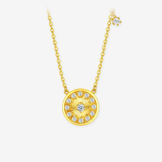 Silver Zircon Vintage Star Round Necklace