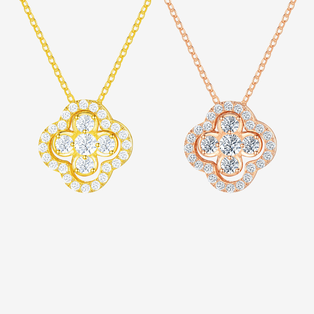 S925 Silver Zircon Double-sided Clover Necklace