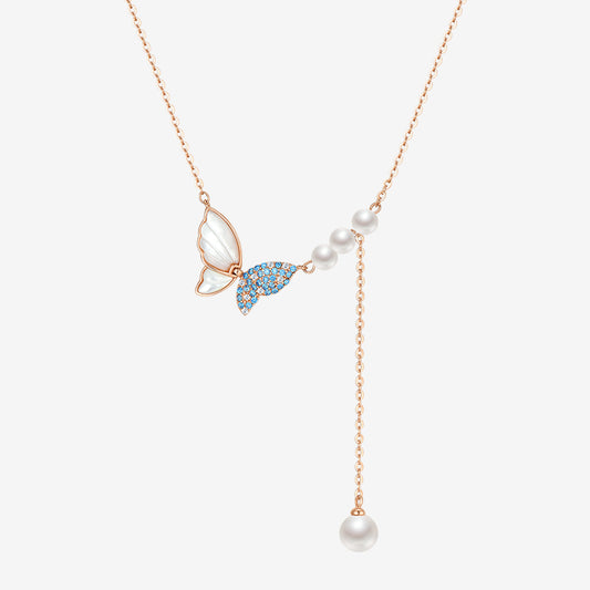 S925 Silver Pearl Butterfly Necklace