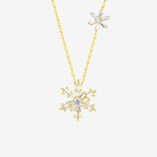 S925 Silver Zircon Rotatable Snowflake Necklace