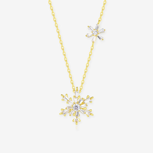 S925 Silver Zircon Rotatable Snowflake Necklace
