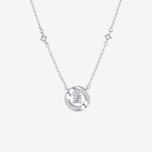 S925 Silver Zircon Mobius Loop Bubble Necklace