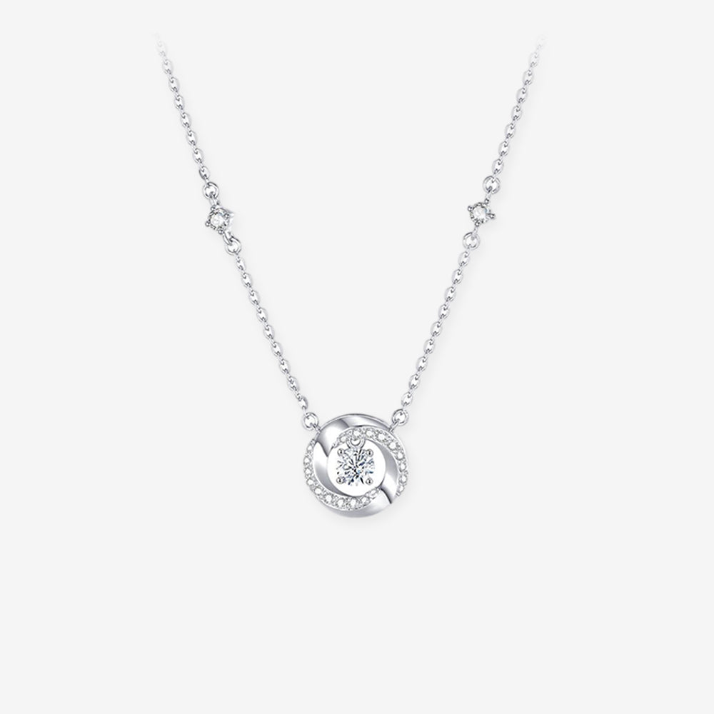 Silver Zircon Mobius Loop Bubble Necklace